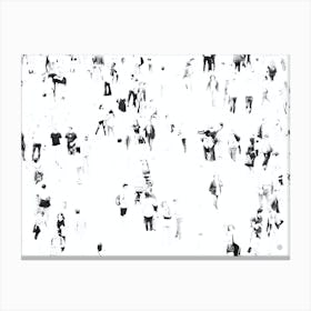 People On A Square - Manipulated black and white art photo crowd crowdscape minimal Canvas Print