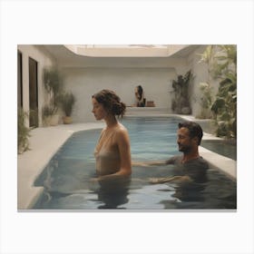 Man And Woman In A Pool Canvas Print