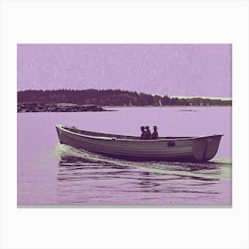 Purple Boat In The Water Canvas Print