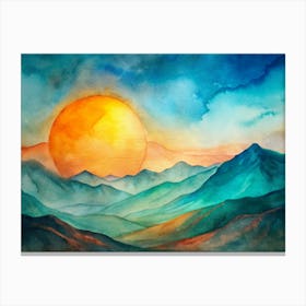 A Dynamic Contrast Of Teal And Orange With A Gian (1) Canvas Print