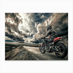 Motorcycle Rider On The Road 11 Canvas Print