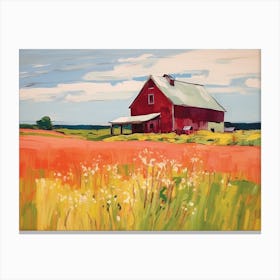 Red Barn In The Field - expressionism Canvas Print