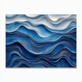 3d Abstract Blue Waves Canvas Print