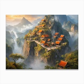 Asian Mountain Village Canvas Print