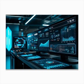 Futuristic Dashboard Interface Illustrates Ai Driven Business Management Set Against Sleek Dark Mod (5) Leinwandbild