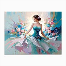 Girl In A Blue Dress Canvas Print