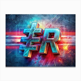 R 3d Text With Grunge And Neon Effects Canvas Print