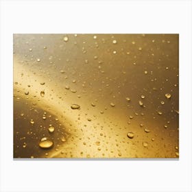 Close Up Image Of Water Droplets On A Golden Surface, With A Blurred Background Canvas Print