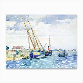 Marine Scene Boats Near Venice, Henri Edmond Cross Canvas Print