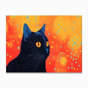 Black Cat With Yellow Eyes 1 Canvas Print