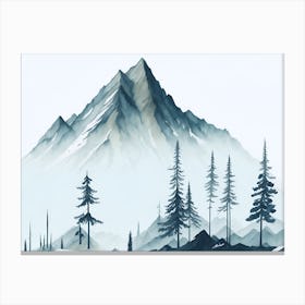 Mountain And Forest In Minimalist Watercolor Horizontal Composition 323 Canvas Print