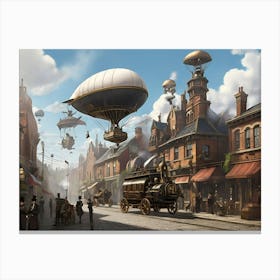 Steampunk City Paintings Art Print 1 Canvas Print