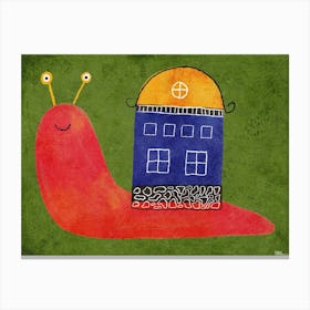Snail In A House Canvas Print