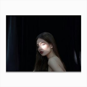 Tear Glistening On A Delicate Cheek Contrast Against A Dark Velvet Backdrop 3d Hyper Realistic D Canvas Print