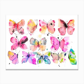 Artistic Spring Butterflies Watercolor Canvas Print