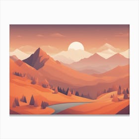 Misty mountains horizontal background in orange tone 66 Canvas Print