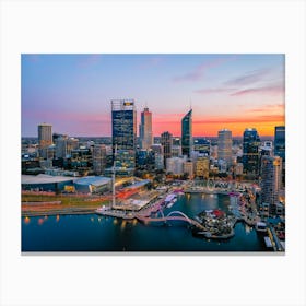 Perth Cityscape At Sunset Canvas Print
