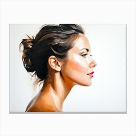 Side Profile Of Beautiful Woman Oil Painting 67 Canvas Print