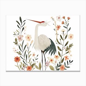 Little Floral Crane 1 Canvas Print