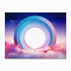 Geometric Portal Opening Into A Swirl Of Abstract Dreamy Sky Portal Edges Sharp And Defined Against (1) Canvas Print