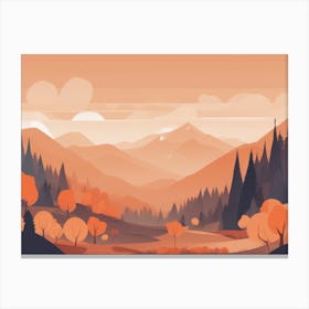 Misty mountains horizontal background in orange tone 157 Canvas Print