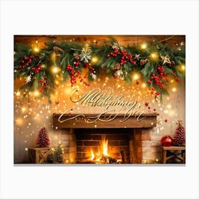 Christmas Fireplace 4 Canvas Print