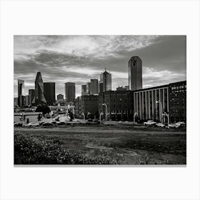 Dallas Cityscape In Black And White Canvas Print