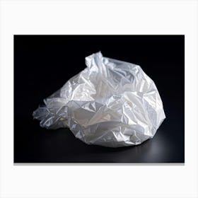 Crumpled Plastic Wrapper Casting Faint Shadows On A Clean Pitch Black Background Macro Perspective Canvas Print