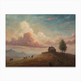 Sunset Over The Ranch Canvas Print