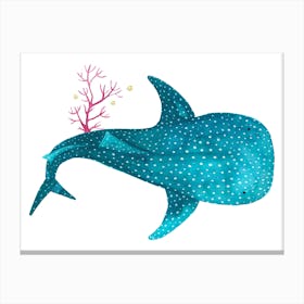 Whale Shark With Coral Canvas Print
