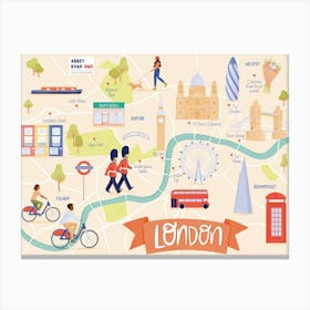 London Map Illustration Canvas Print