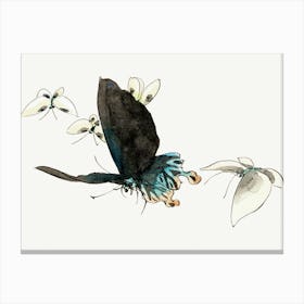 Hokusai Butterfly And Flower Canvas Print