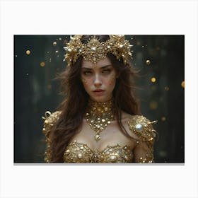 Girl In A Gold Dress Canvas Print