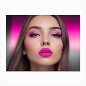 Young Woman With Pink Lipstick Canvas Print