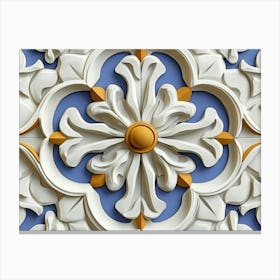 Seamless Relief Sculpture Retro Pattern Round Curve Cross Frame Chain Flower Kaleidoscope Canvas Print