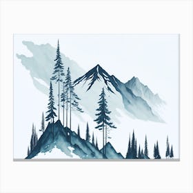 Mountain And Forest In Minimalist Watercolor Horizontal Composition 454 Canvas Print