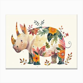 Little Floral Rhinoceros 2 Canvas Print