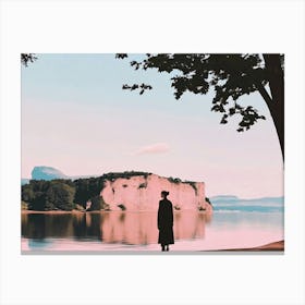 Portrait Of A Woman Standing By A Lake Canvas Print