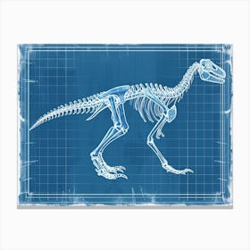 Velociraptor Skeleton Hand Drawn Blueprint 2 Canvas Print
