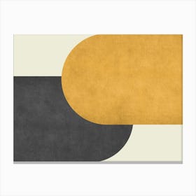 Halfmoon Colorblock - Mid-century Modern Abstract Minimalist Black Gold Canvas Print