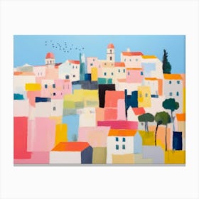 Lisbon Cityscape Watercolor Painting Canvas Print