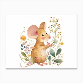 Little Floral Mouse 3 Canvas Print