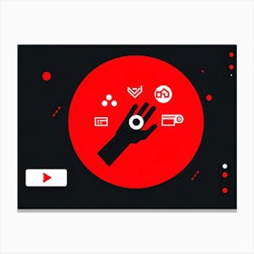 Abstract Digital Illustration Of A Black Mouse Hand With A Red Cursor Icon Reaching For A Collectio Canvas Print