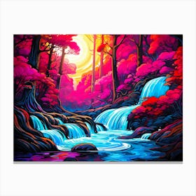 Multicolored Waterfall Painting Canvas Print