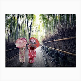 Bamboo Forest In Kyoto Canvas Print
