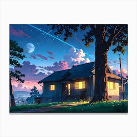 House At Night Canvas Print