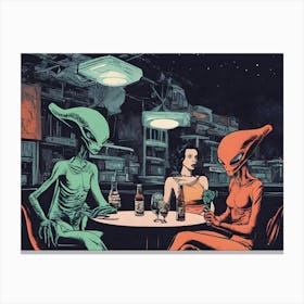 Aliens At The Bar 1 Canvas Print