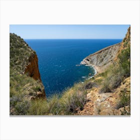 Cliffs and view of the blue Mediterranean Sea Canvas Print