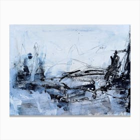 Abstract Painting, Acrylic Blue Color Canvas Print