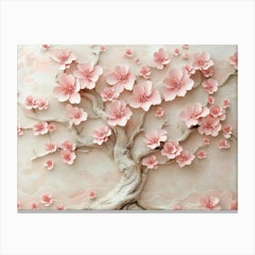 3d Picture Of A Tree With Pink Flowers Background Custom Design Art Canvas Print